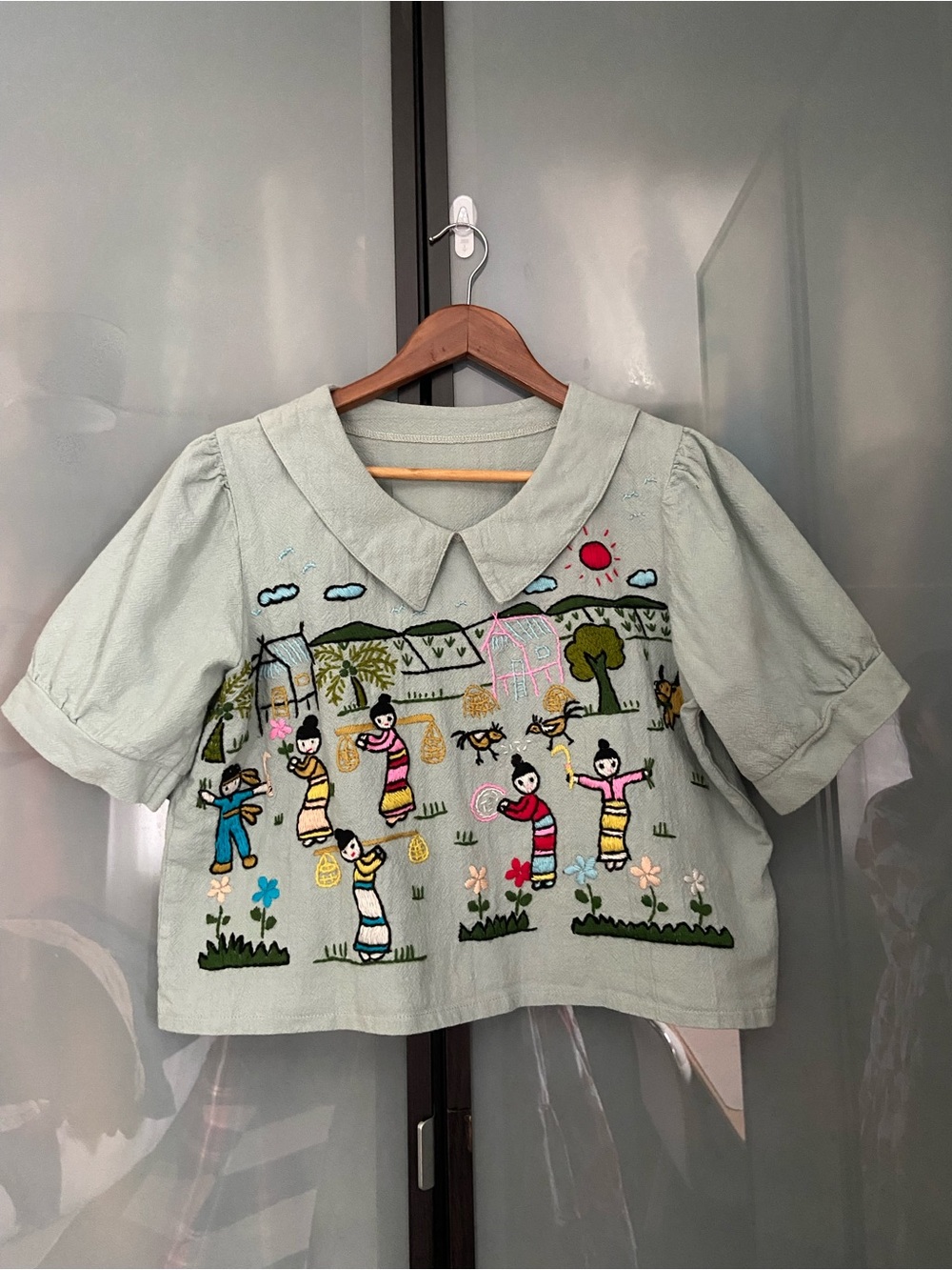 Hand embroidered crop top M